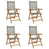 vidaXL 4-teiliges Set aus verstellbaren Klappst&uuml;hlen, graues Polyrattan und Massivholz