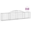 vidaXL Gabionen mit Hochbogen 10 Stk. 300x30x60/80 cm Verzinktes Eisen