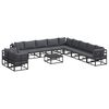 vidaXL Gartensofa-set mit Kissen 12 pcs Schwarz Aluminium