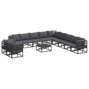 vidaXL Gartensofa-set mit Kissen 12 pcs Schwarz Aluminium