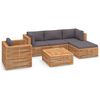 vidaXL 6-tlg. Garten-Lounge-Set mit Dunkelgrauen Kissen Teakholz