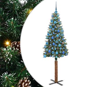 vidaXL Schlanker Weihnachtsbaum mit 300 LEDs mit St&auml;nder Gr&uuml;n 180 cm