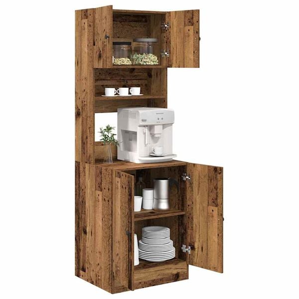vidaXL K&uuml;chenbuffet mit Regal mit T&uuml;r 2 pcs Altholz 60 x 50 x 180 cm