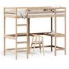 vidaXL Hochbett mit Schreibtisch 90x190 cm Massivholz Kiefer