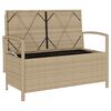 vidaXL Gartenbank mit Stauraum und Kissen Beige Poly Rattan