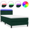 vidaXL Boxspringbett mit Matratze & LED Dunkelgr&uuml;n 80x220 cm Samt