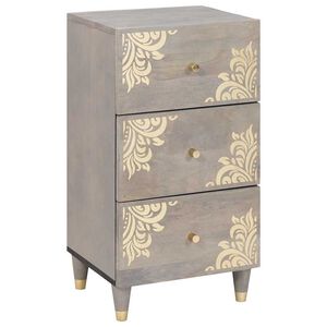 vidaXL Sideboard Grau und Gold 40 x 33 x 75 cm Massivholz Mango