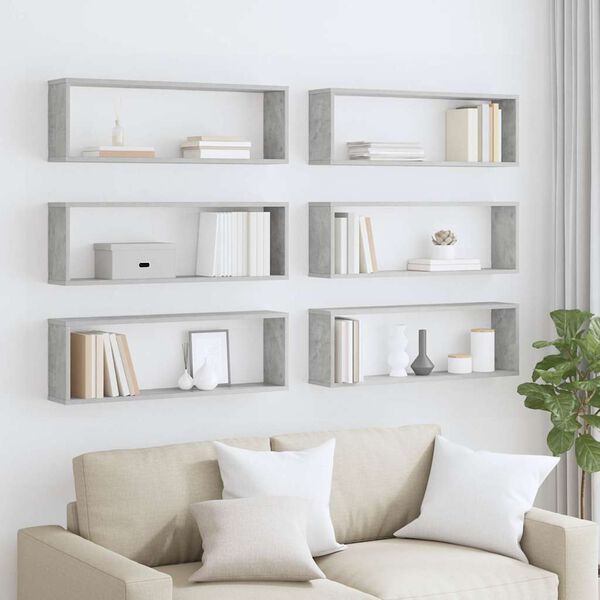 vidaXL W&uuml;rfelregale 6 Stk. Betongrau 80x15x26,5 cm Holzwerkstoff