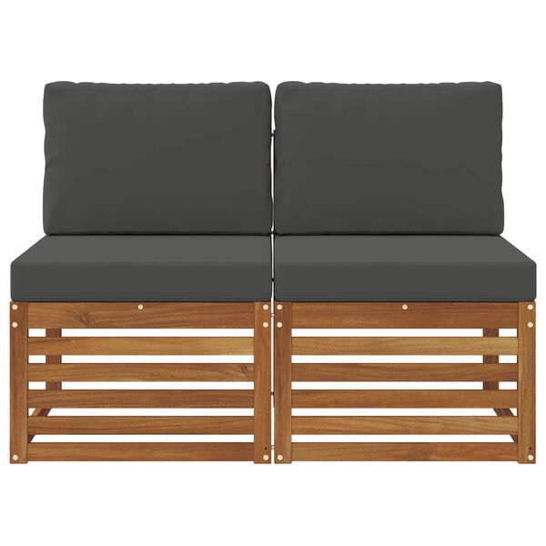 vidaXL 2 St&uuml;ck Outdoor Mittelsofa Massivholz Akazie Natur