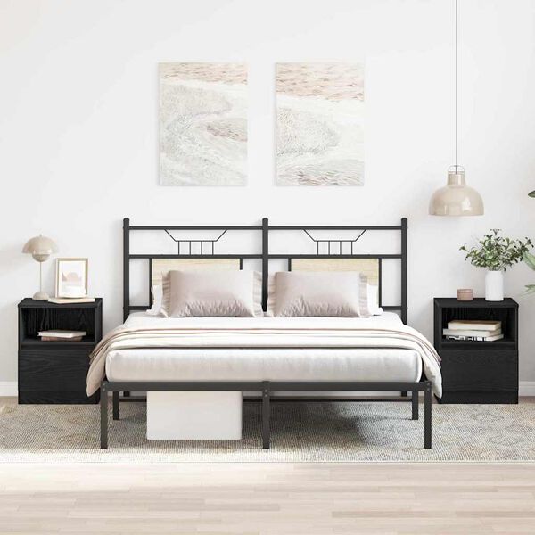 vidaXL Nachttisch 2 pcs Schwarz Eichen-Optik 40 x 40 x 50 cm