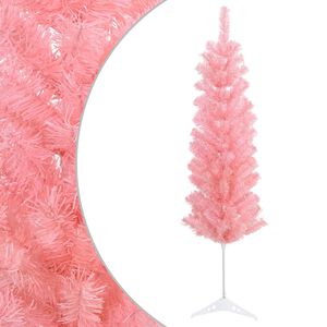 vidaXL K&uuml;nstlicher schlanker Weihnachtsbaum 120 cm PVC und Stahl Rosa