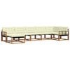 vidaXL Outdoor-Sofagarnitur 7 Stk. Natur und Creme Massivholz Akazie