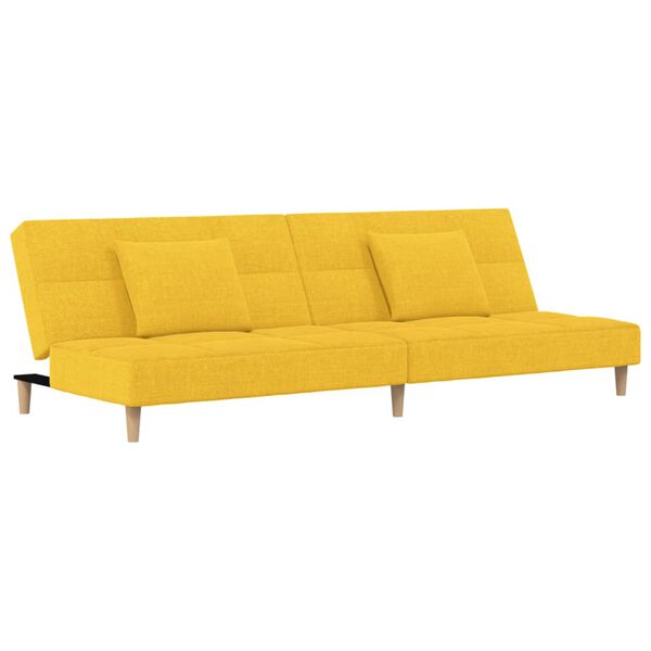 vidaXL Schlafsofa 2-Sitzer mit 2 Kissen & Hocker Gelb Stoff