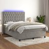 vidaXL Boxspringbett mit Matratze & LED Hellgrau 140x190 cm Samt