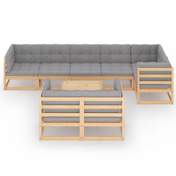 vidaXL 9-tlg. Garten-Lounge-Set mit Kissen Massivholz Kiefer