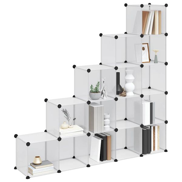 vidaXL Regalsystem mit 15 W&uuml;rfeln Transparent PP