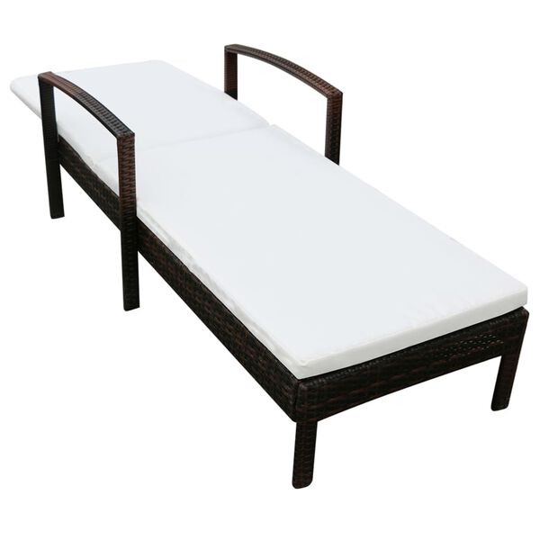 vidaXL Sonnenliege mit Auflage Poly Rattan Braun