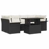 vidaXL Garten-Sofa-Set mit Kissen 7 pcs Schwarz Poly Rattan