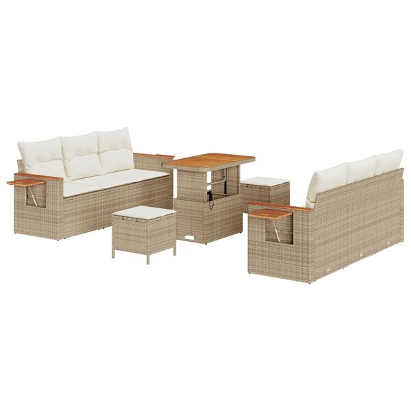 vidaXL Gartensofa-set mit Kissen 11 pcs Beige und Creme Poly-Rattan