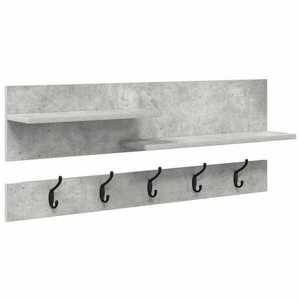 vidaXL Wandmontierter nachttisch mit Regal Beton Grau 90 x 15 x 36 cm