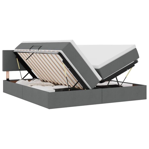 vidaXL Aufbewahrungsbett Dunkelgrau 200 x 200 cm Kunstleder