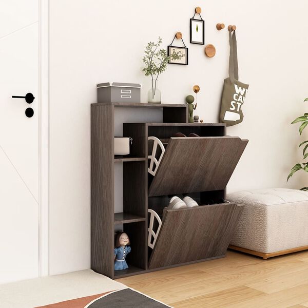 vidaXL Schuhschrank Grau Sonoma 79,5x24x90,5 cm Holzwerkstoff