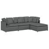 vidaXL Modulares Sofa mit Fu&szlig;hocker Kissen Stoff Dunkelgrau