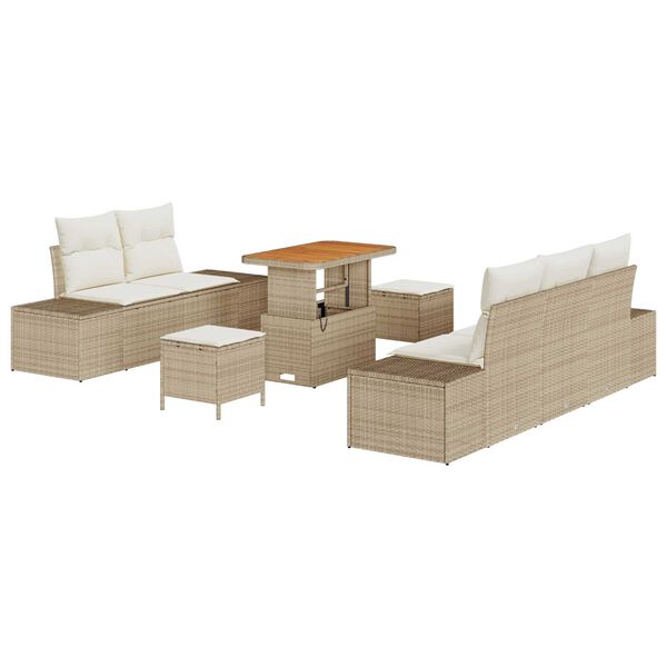 vidaXL Gartensofa-set mit Kissen 8 pcs Beige Poly-Rattan
