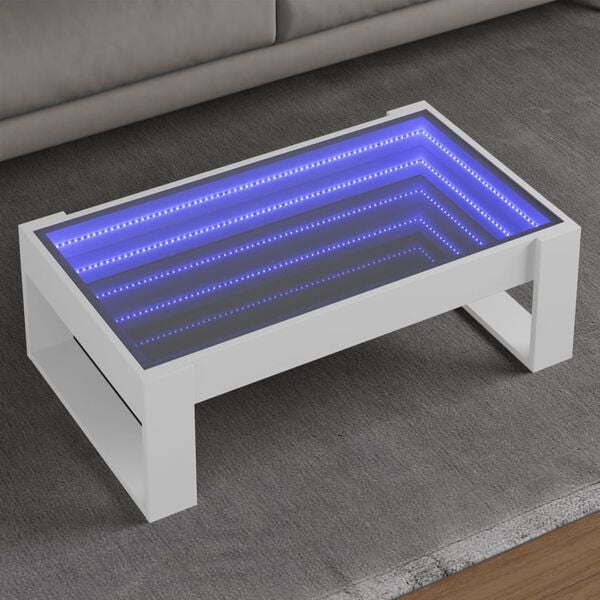vidaXL Couchtisch mit Infinity-LED Wei&szlig; 90x53x30 cm