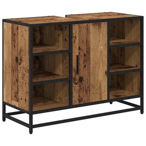 vidaXL Badezimmerschrank mit T&uuml;r Altholz 80 x 33 x 60 cm Holzwerkstoff