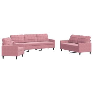 vidaXL 3-tlg. Sofagarnitur mit Kissen Rosa Samt