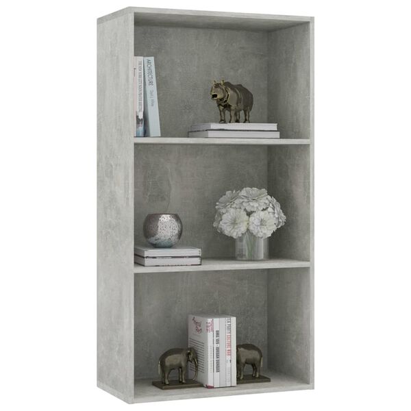 vidaXL B&uuml;cherregal 3 F&auml;cher Betongrau 60x30x114 cm Holzwerkstoff