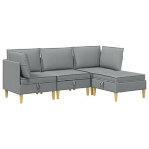 vidaXL Modular Sofa Set mit Stauraum 4 stk. Hellgrau Stoff