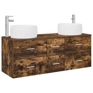 vidaXL Badezimmerm&ouml;bel-Set 3 stk. Ger&auml;ucherte Eiche
