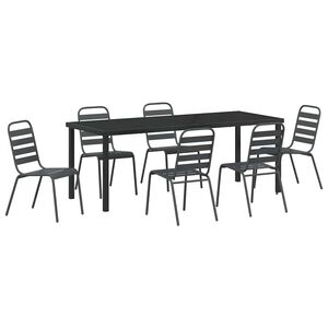 vidaXL Garten Essgruppe 7 stk. Anthrazit Pulverbeschichteter Stahl