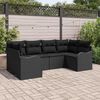 vidaXL Garten-Sofa-Set mit Kissen 6 pcs Schwarz Poly Rattan