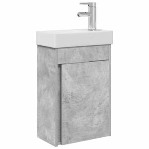 vidaXL Badezimmer Waschtischunterschrank mit Wasserhahn Betongrau