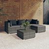 vidaXL 5-tlg. Garten-Lounge-Set mit Kissen Poly Rattan Grau