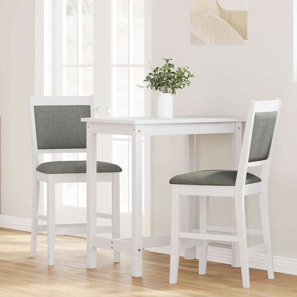 vidaXL Barhocker mit Kissen 2 Stk. Wei&szlig; Massivholz Gummibaum