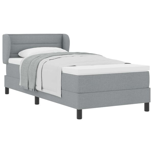 vidaXL Boxspringbett mit Matratze Hellgrau 90 x 200 cm Stoff
