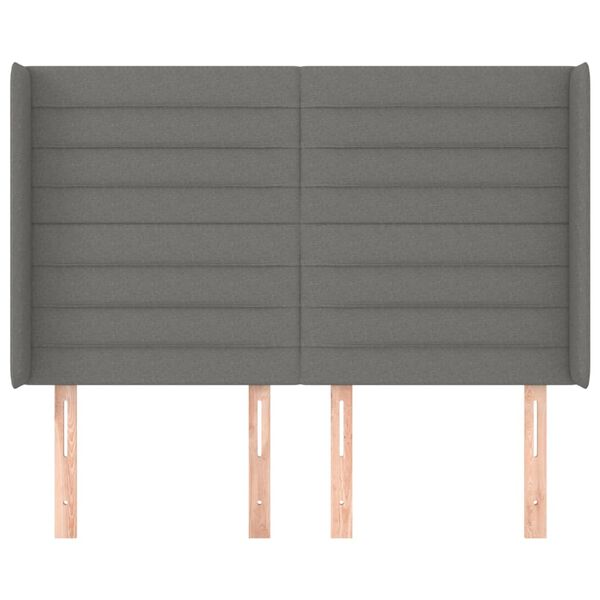 vidaXL Kopfteil mit Ohren Dunkelgrau 147x16x118/128 cm Stoff