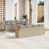 vidaXL Garten-Sofa-Set mit Kissen mit Speicher 9 pcs Beige Poly-Rattan
