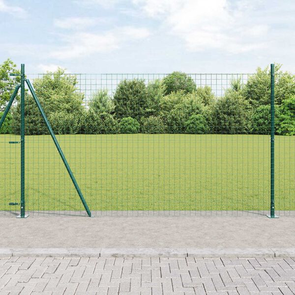 vidaXL Zaun mit Pfosten Gr&uuml;n 1,2 x 25 m Stahl und PVC
