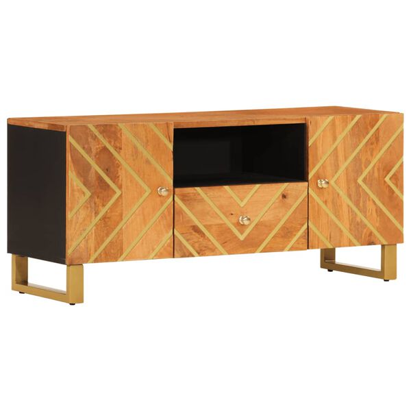vidaXL TV-Schrank Braun und Schwarz 105x33,5x46 cm Massivholz Mango