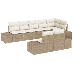 vidaXL Gartensofa-set mit Speicher 8 pcs Beige und Creme Poly Rattan