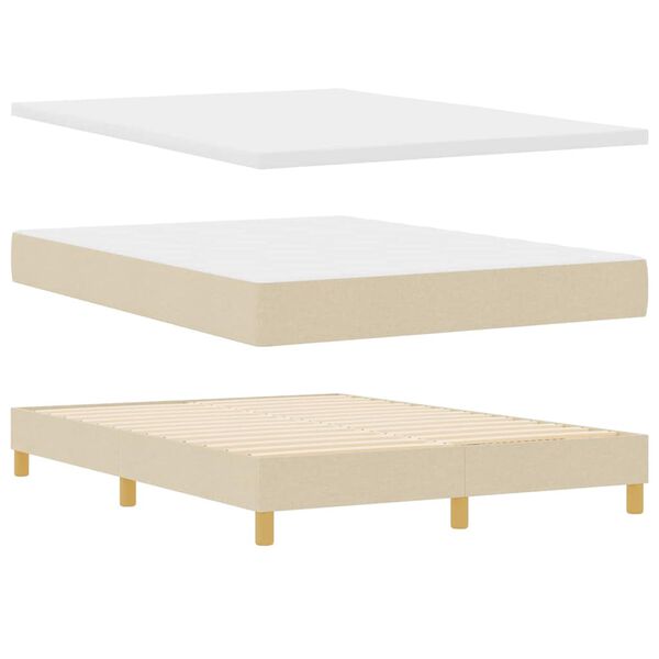 vidaXL Boxspringbett mit Matratze Creme 140 x 190 cm Stoff