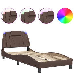 vidaXL Bettgestell "Viana" mit LED ohne Matratze Braun 80x200 cm