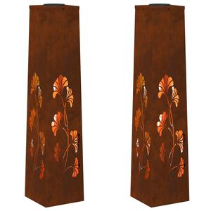 vidaXL Solar LED Weg Licht 2 stk. Warmes Wei&szlig; 18 x 18 x 80 cm