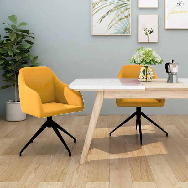 vidaXL Esszimmerst&uuml;hle 2 Stk. Senfgelb Samt