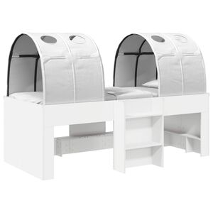 vidaXL Hochbett f&uuml;r Kinder mit Tunnel 3 stk. Wei&szlig; Holzwerkstoff